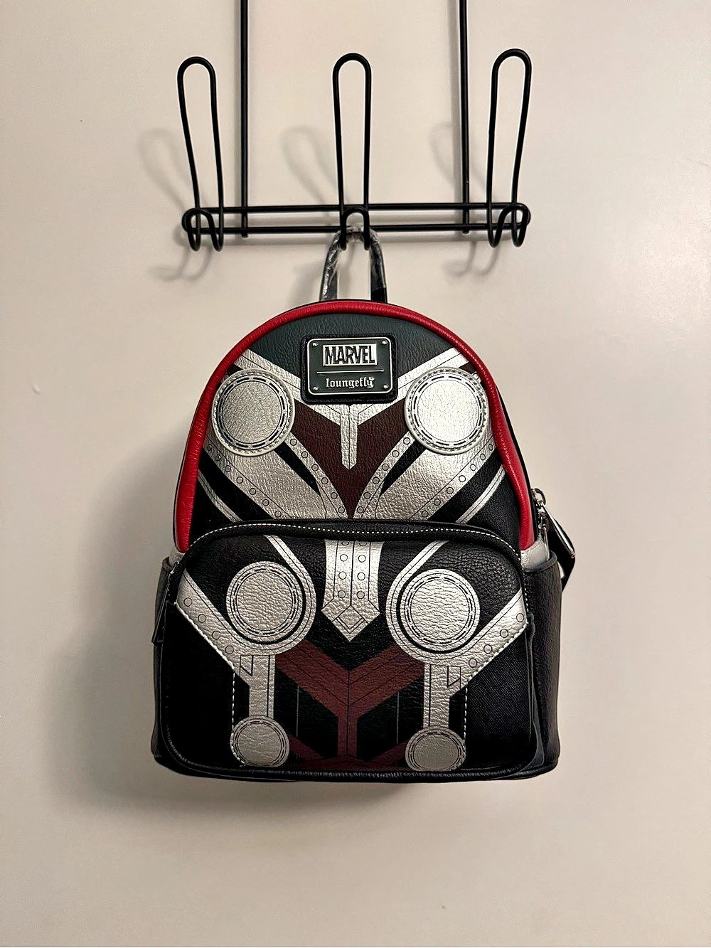 THOR LOUNGEFLY Geometric Backpack in Black & Red Like New